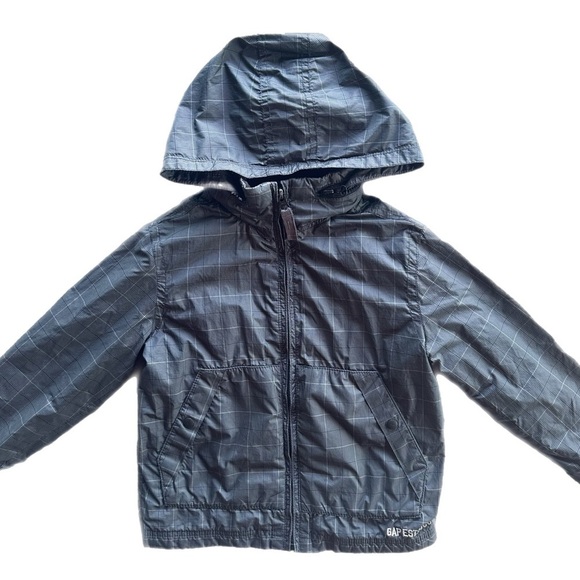 Gap Boys Grey Fleece  Lined Rain Jacket Size 4-5 - Picture 1 of 5